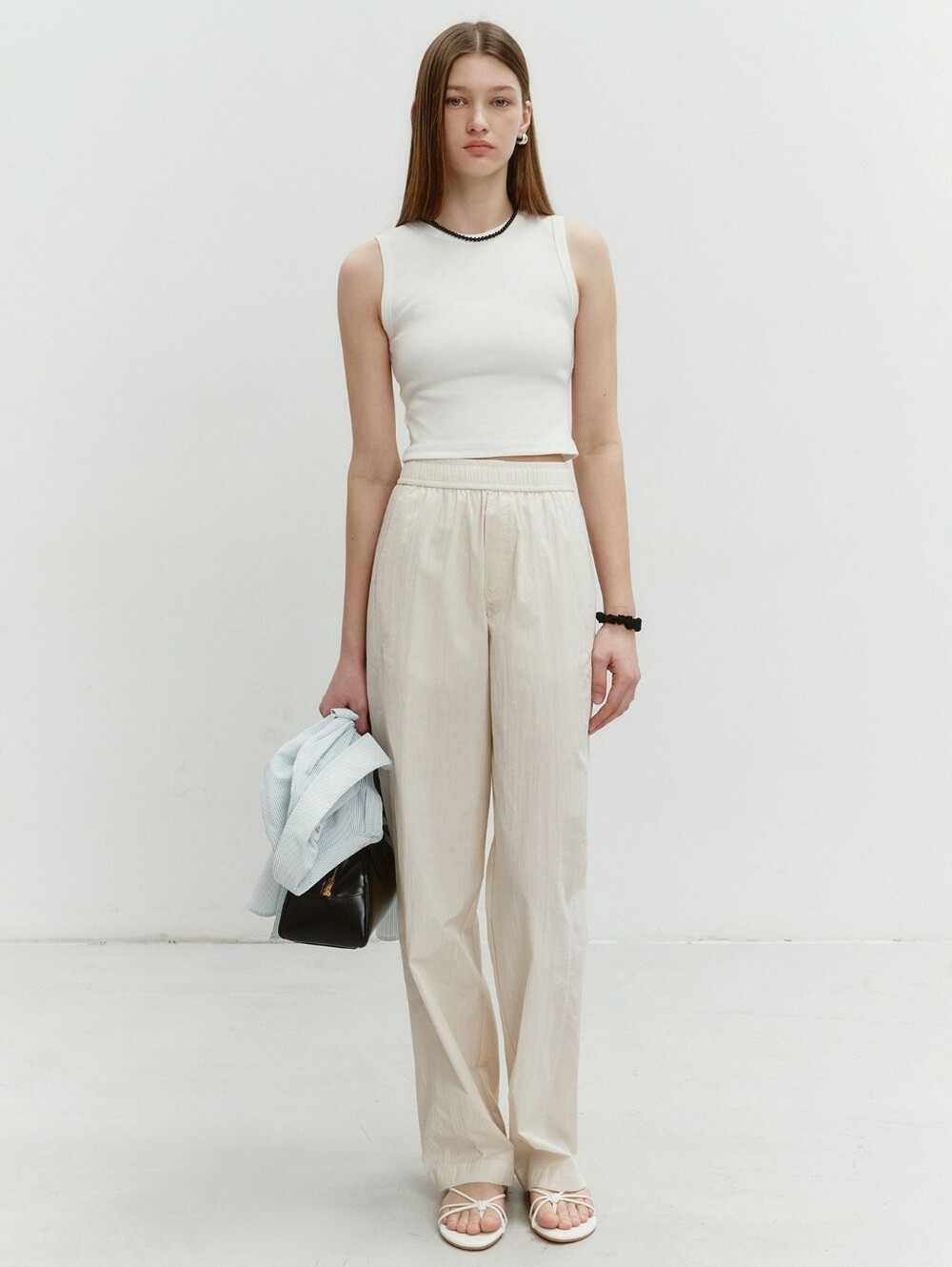 DUNST Relaxed Banding Pants In Ecru M.